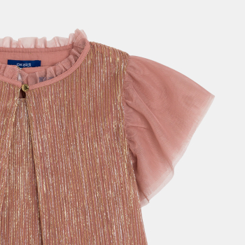 فستان قماش لاميه باللون الترابي للفتيات